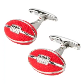 AFL Footy Red Leather Football Cufflinks