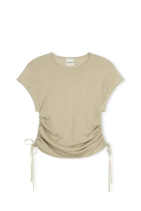 Natural Gathered Knit T-Shirt