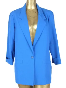 80s Mod Style Blue Collared Blazer Jacket