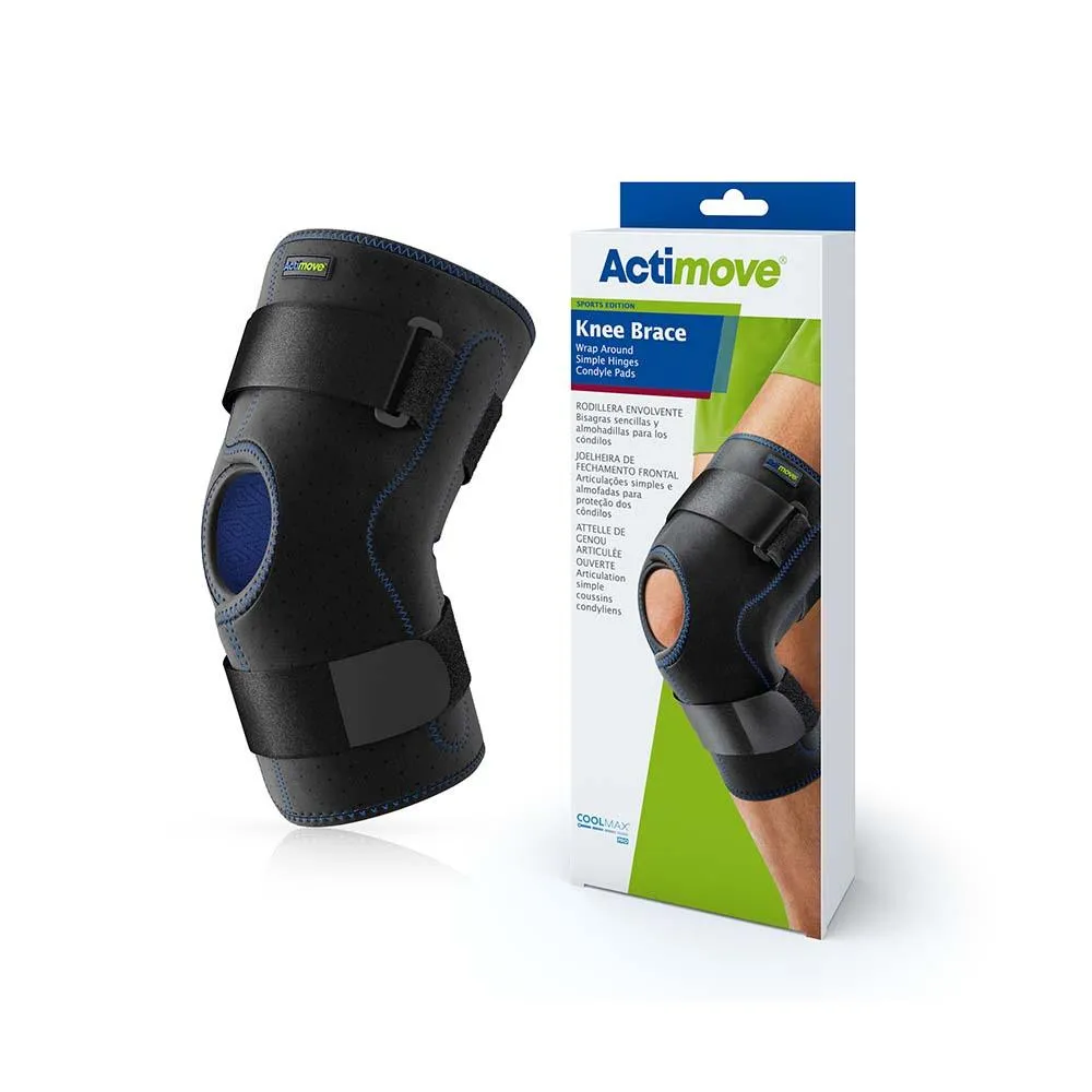 Actimove Sports Edition Knee Brace Wrap Around, Simple Hinges, Condyle Pads, Black