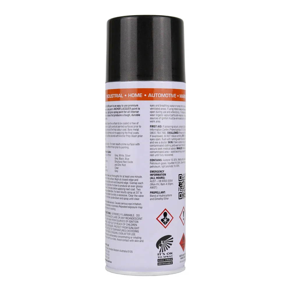 ANCHOR Lacquer Spray Paint Sparkling Black 300g Aerosol Quick Drying x 3 Pack