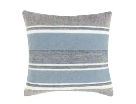 Blue and Grey Striped 22" Pillow