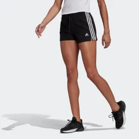 Fitness 3 Stripes Slim shorts cotton without pocket women's black ADIDAS