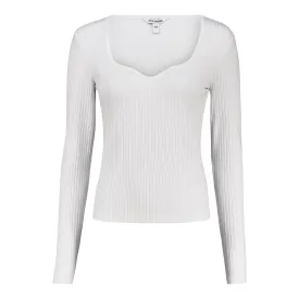 GIANNA BONE SWEETHEART LONGSLEEVE RIB TOP