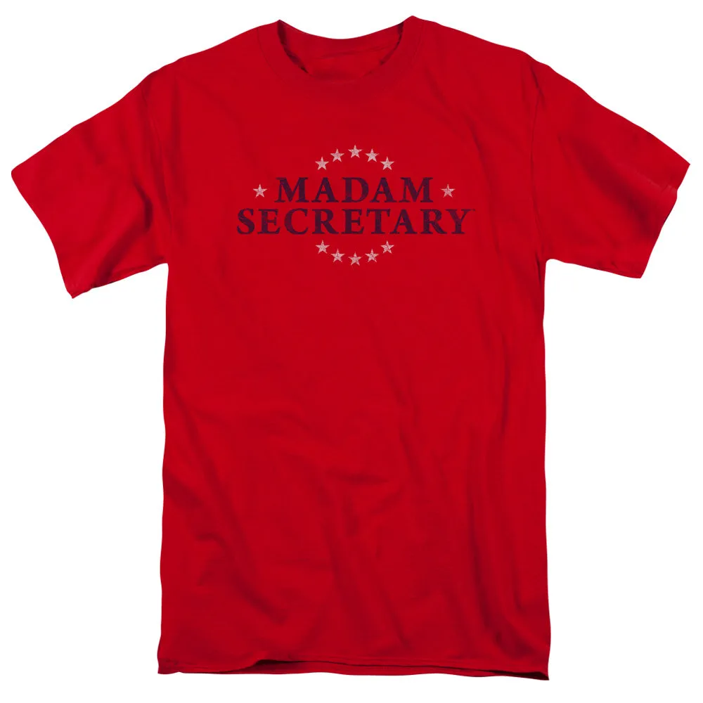 Madam Secretary Distress Logo Mens T Shirt Red