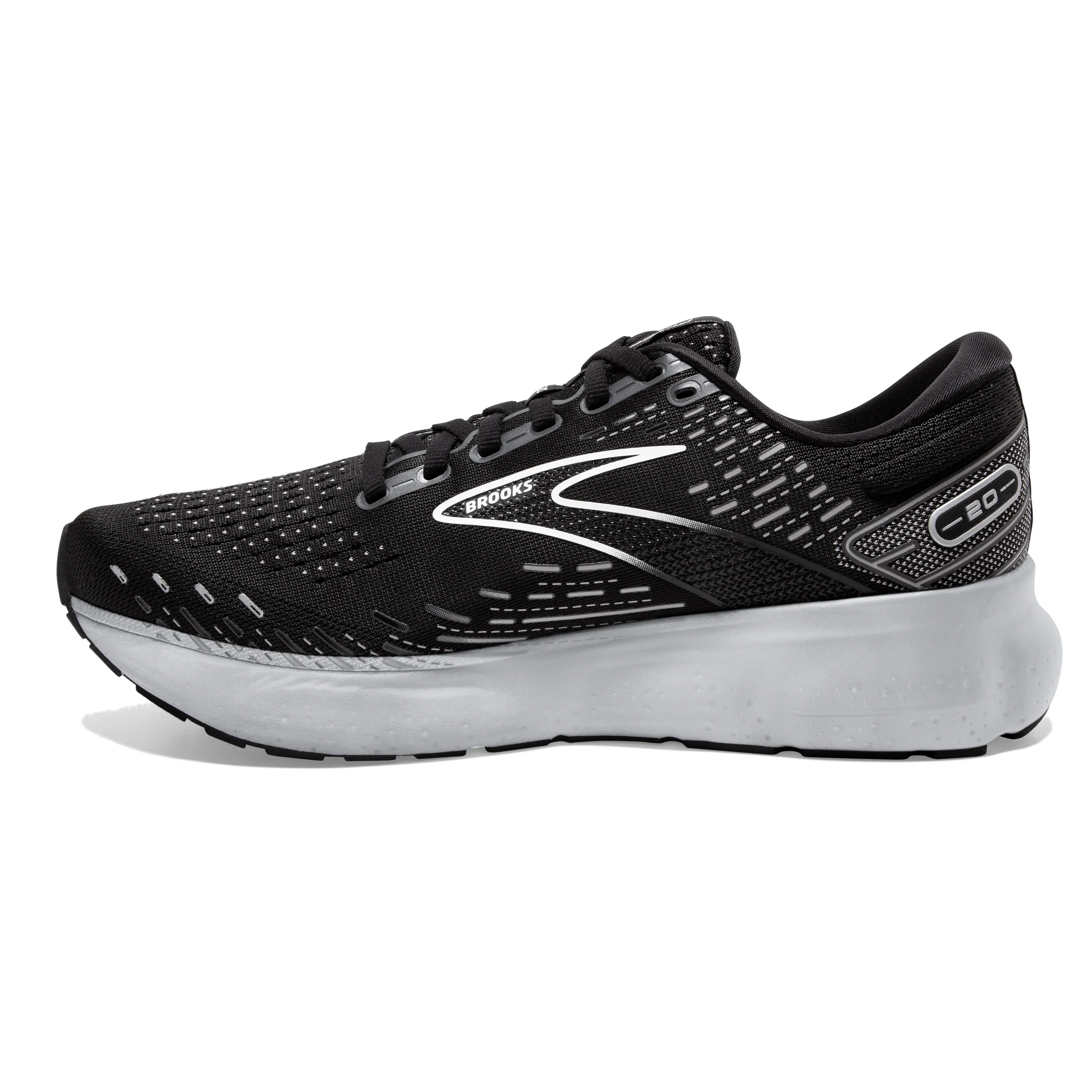 Men's Brooks Glycerin 20 Color: Black/White/ Alloy (WIDE WIDTH)