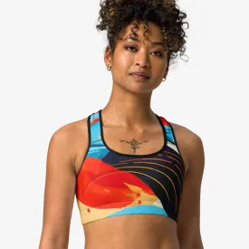 Printed Sports Bra "Fluid Flow" Blue/Red/Yellow