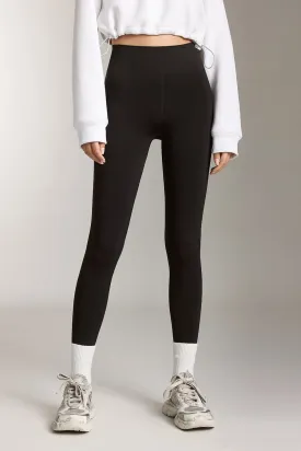 Stretch Knit Leggings In Black